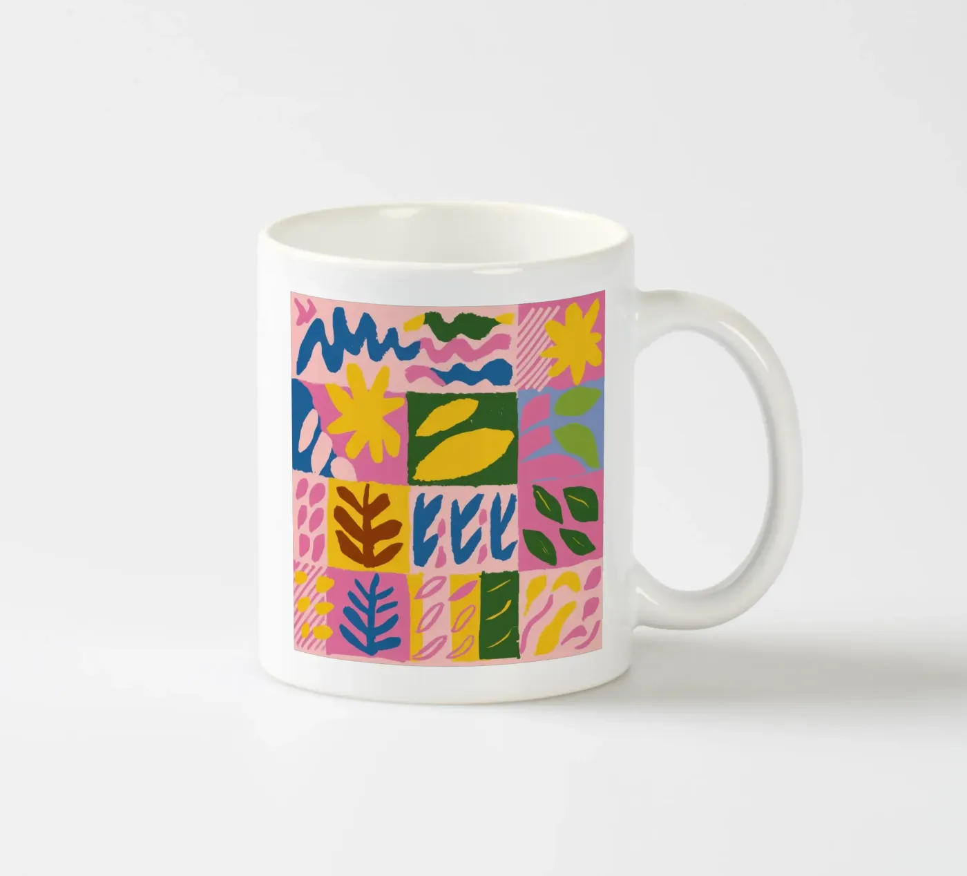 Playful Patchwork Forms ceramic mug by Sun Riser
