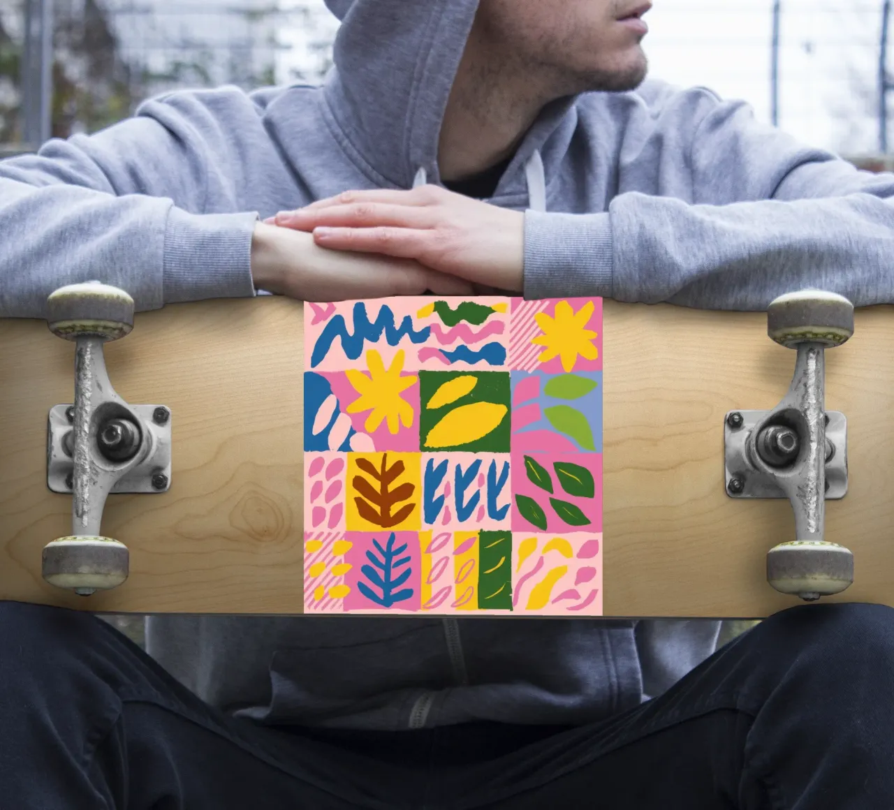 Speelse patchworkvormen sticker van Sun Riser