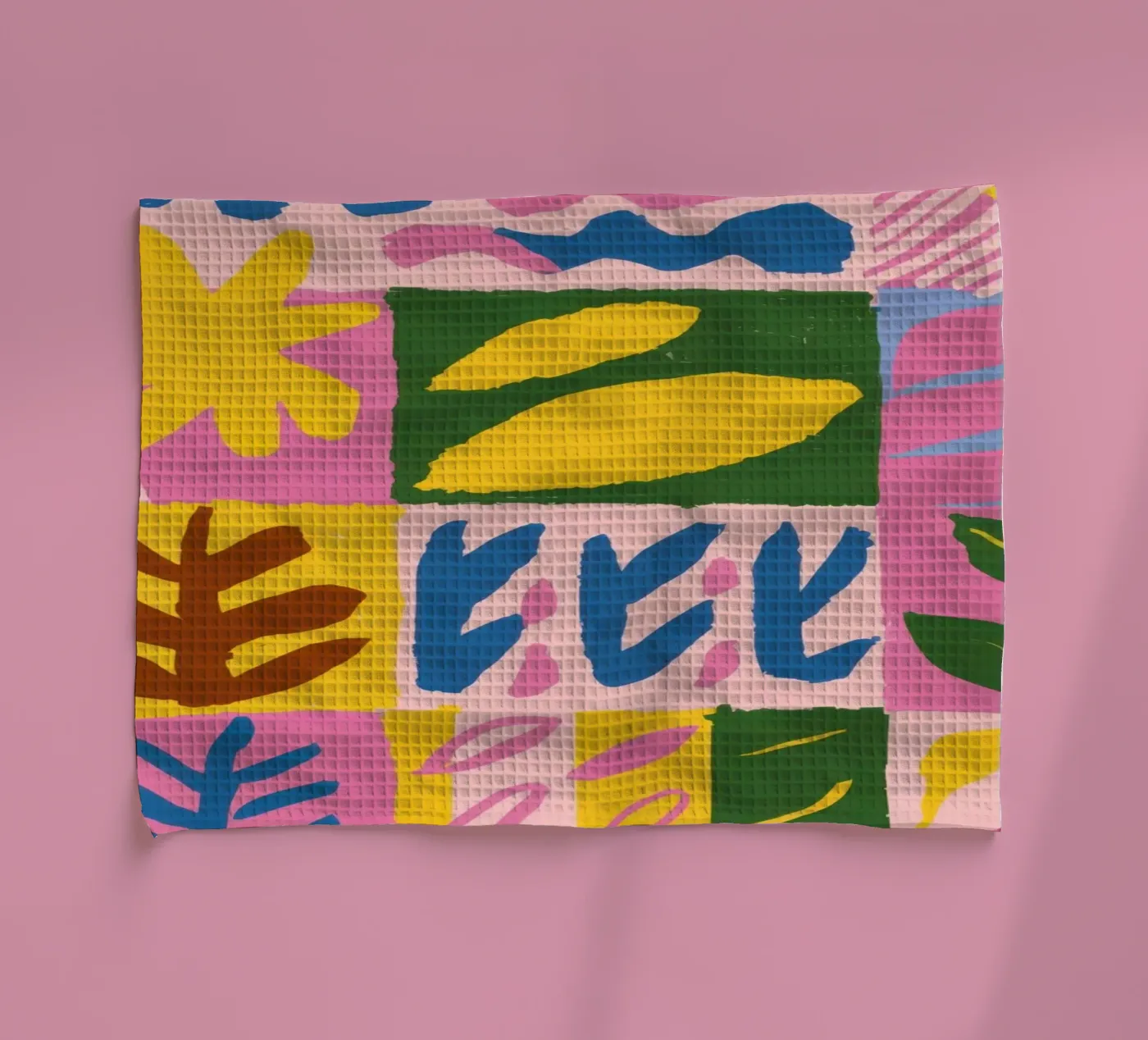 Speelse patchworkvormen theedoek van Sun Riser