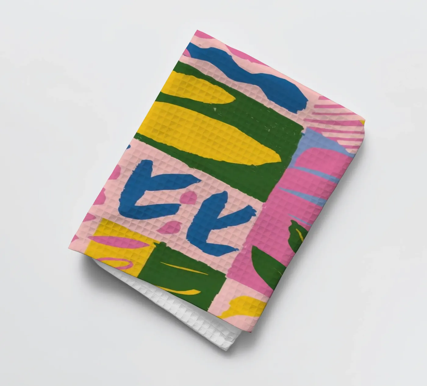 Speelse patchworkvormen theedoek van Sun Riser