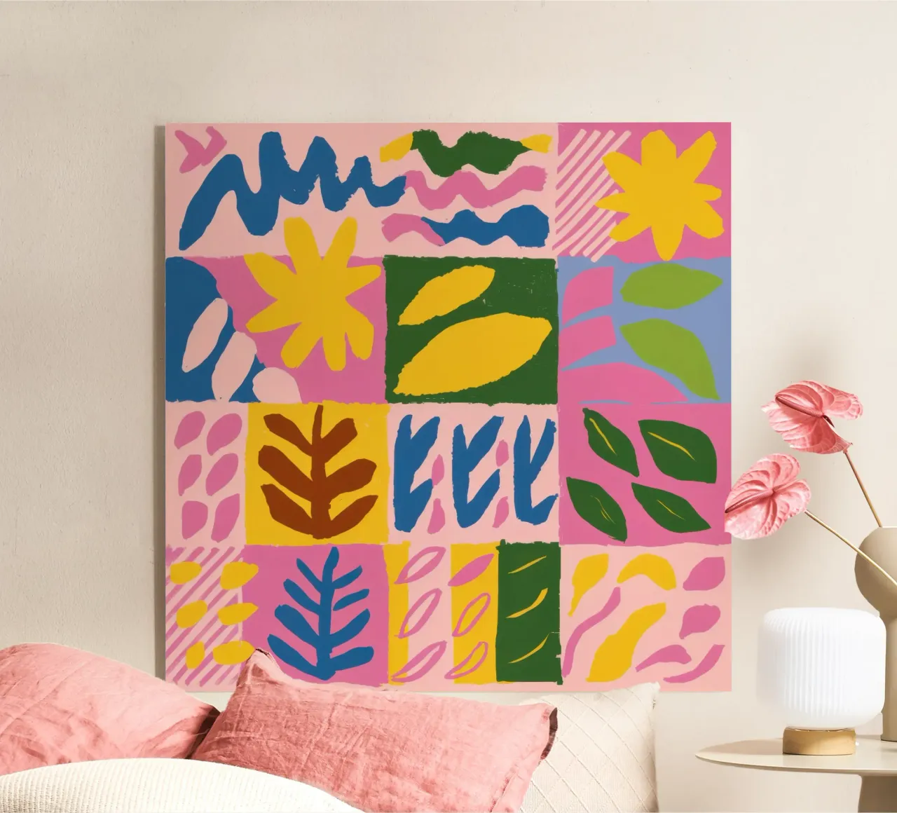 Speelse patchworkvormen acryl van Sun Riser