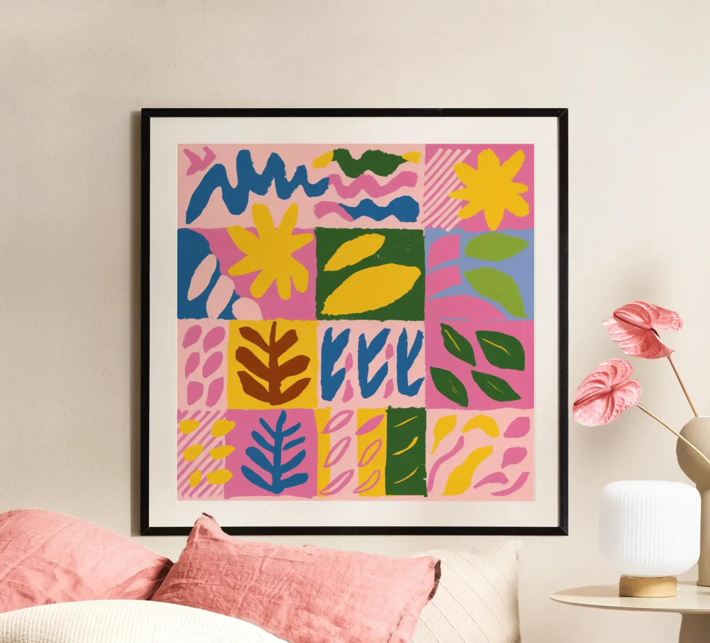 Verspielte Patchwork-Formen Poster von Sun Riser