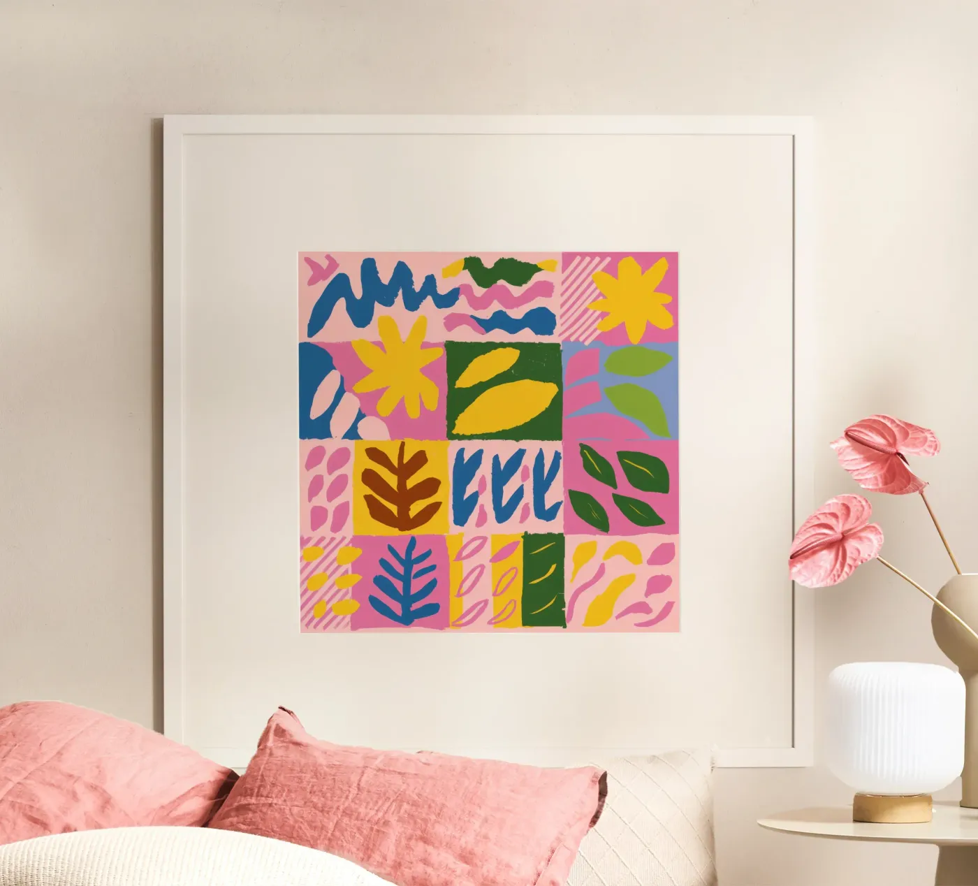 Verspielte Patchwork-Formen Poster von Sun Riser