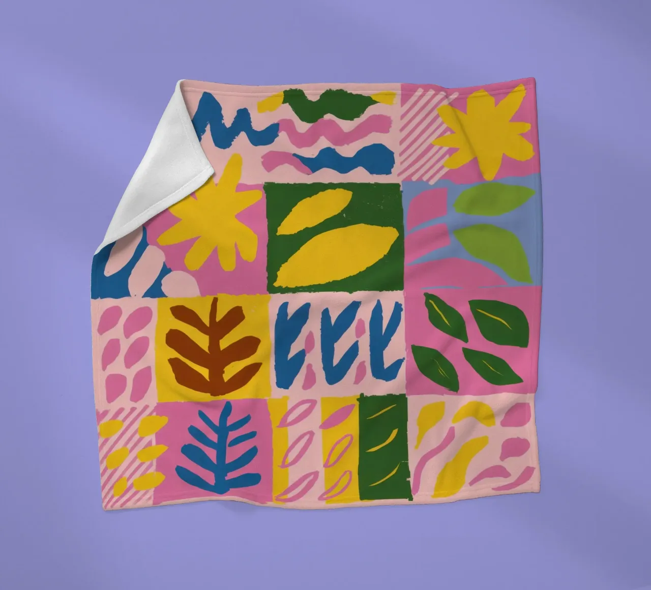 Speelse patchworkvormen fleecedeken van Sun Riser