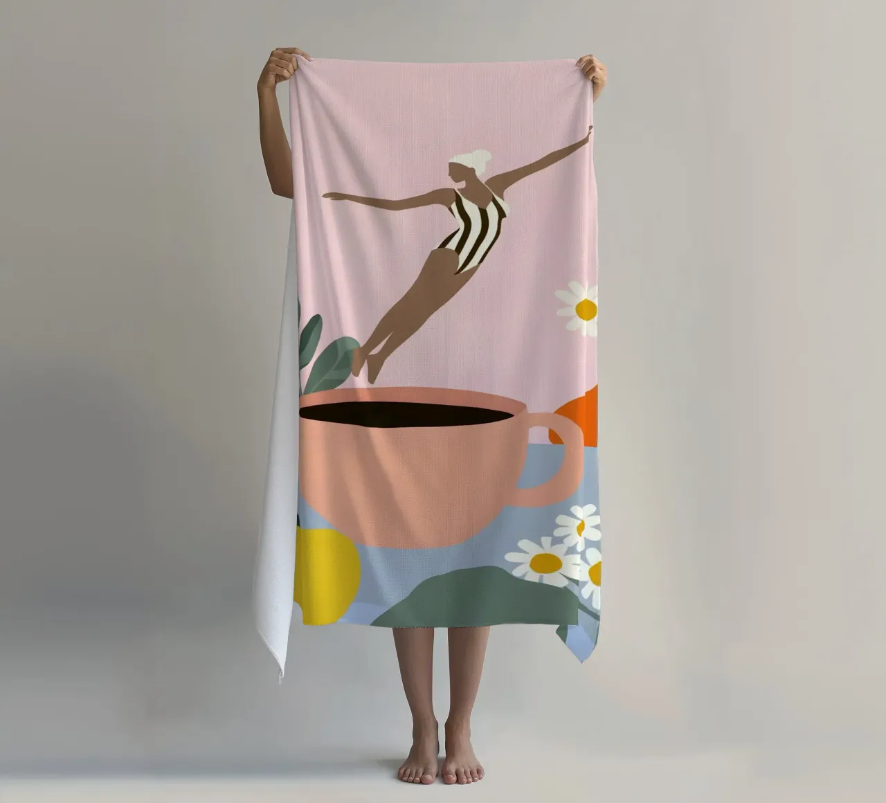 Caffeine Dive telo mare da Vibrant Berry Studio