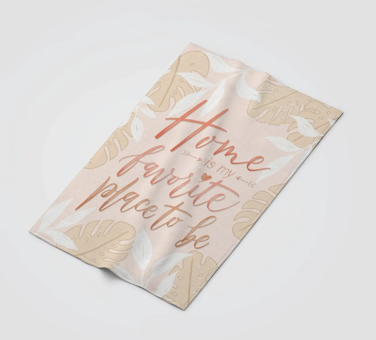 My favourite place to be is at home. Boho style. Monstera and leaves fleece blanket by CalliLetters