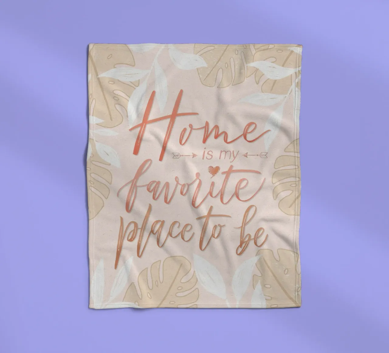 My favourite place to be is at home. Boho style. Monstera and leaves fleece blanket by CalliLetters