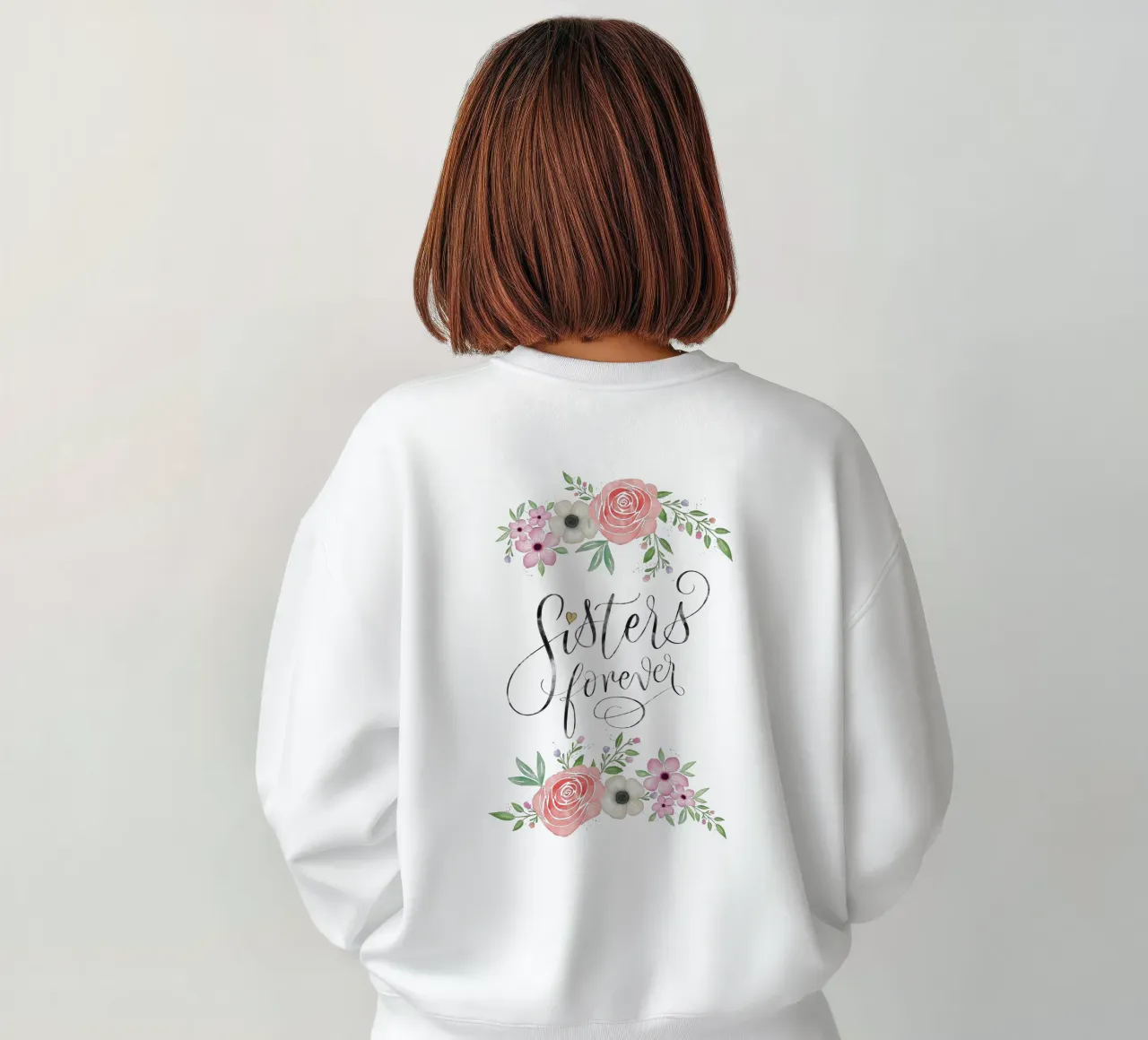 Sorelle per sempre. Con fiori ad acquerello felpa da CalliLetters