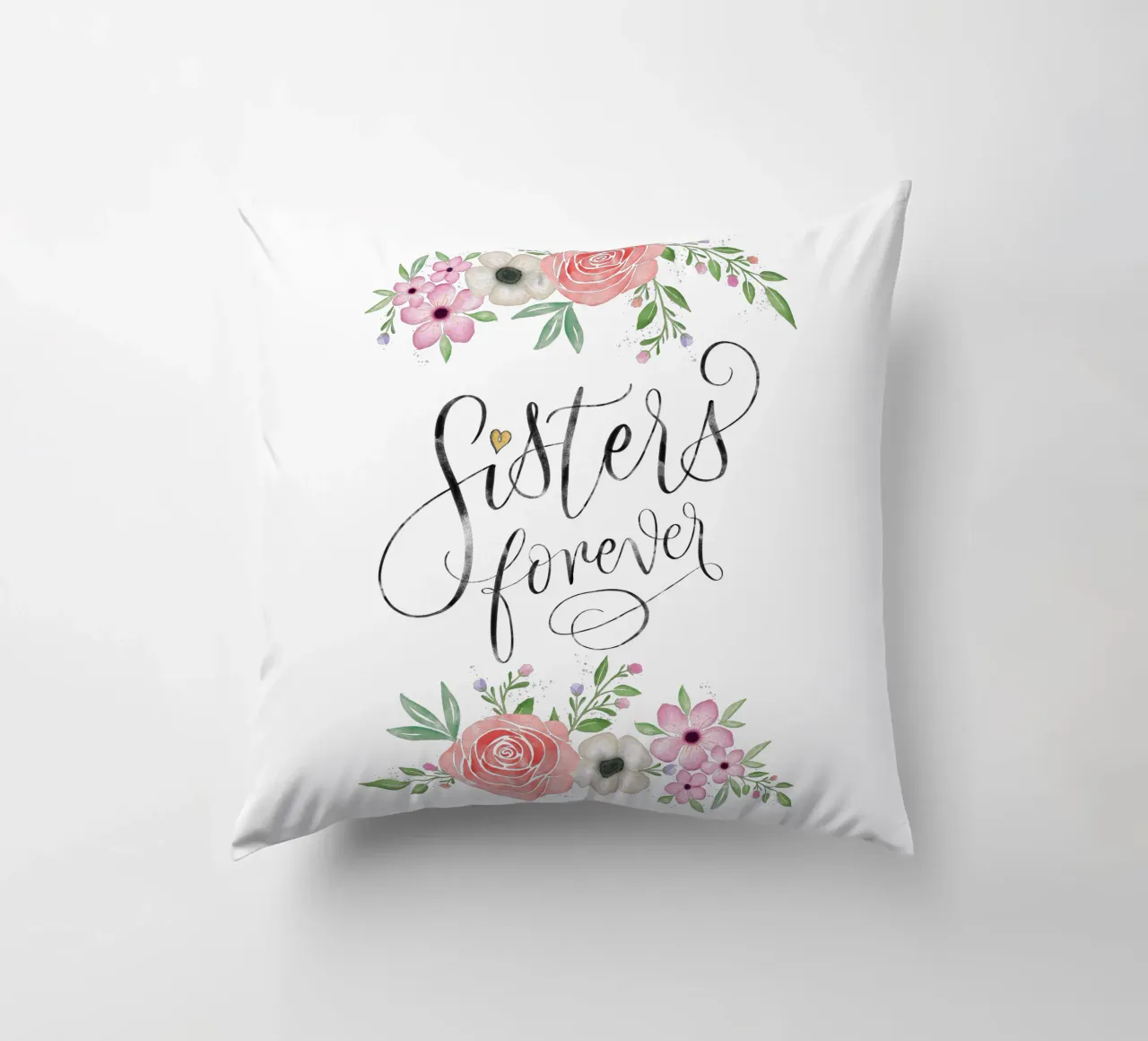 Sorelle per sempre. Con fiori ad acquerello cuscino da CalliLetters