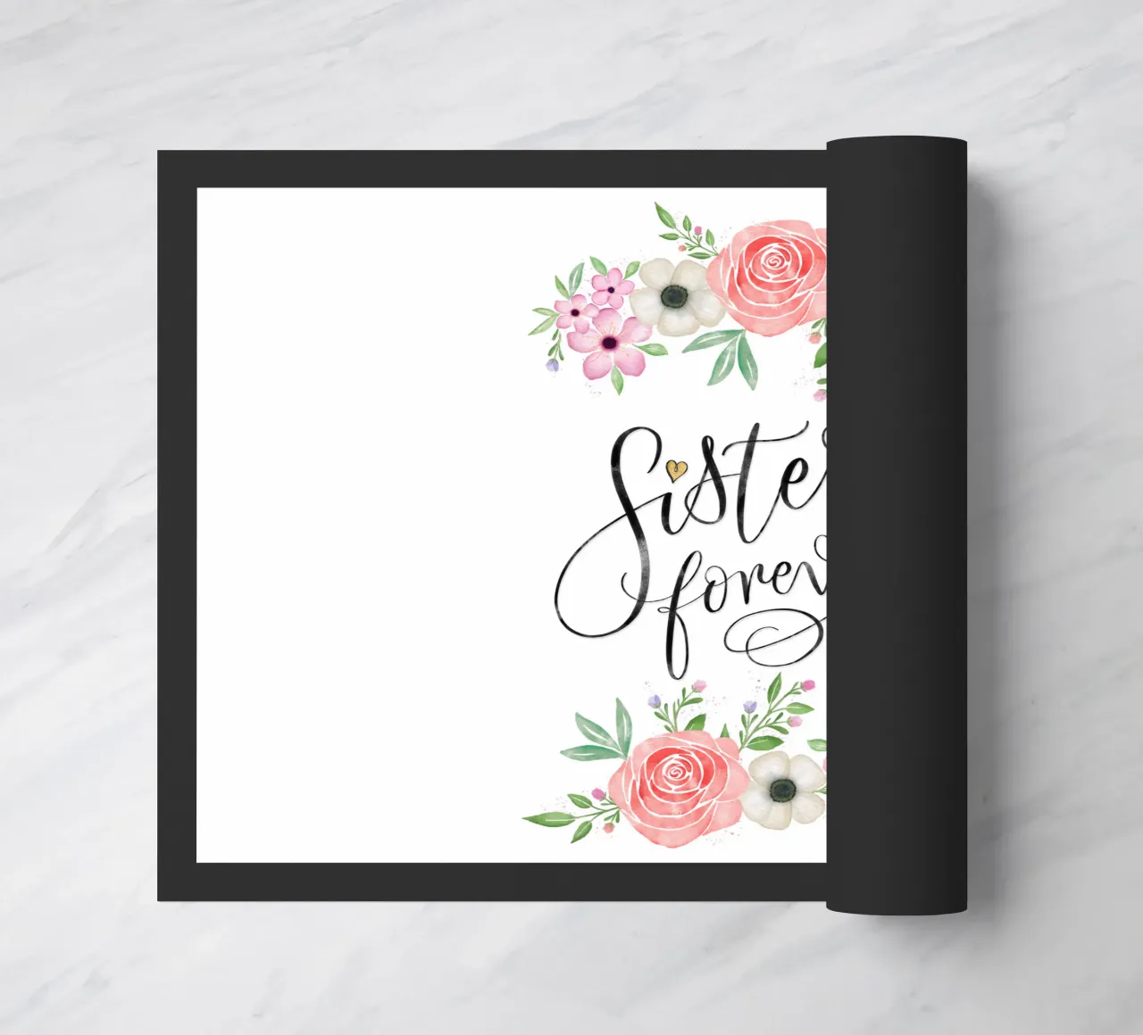 Sorelle per sempre. Con fiori ad acquerello zerbino da CalliLetters