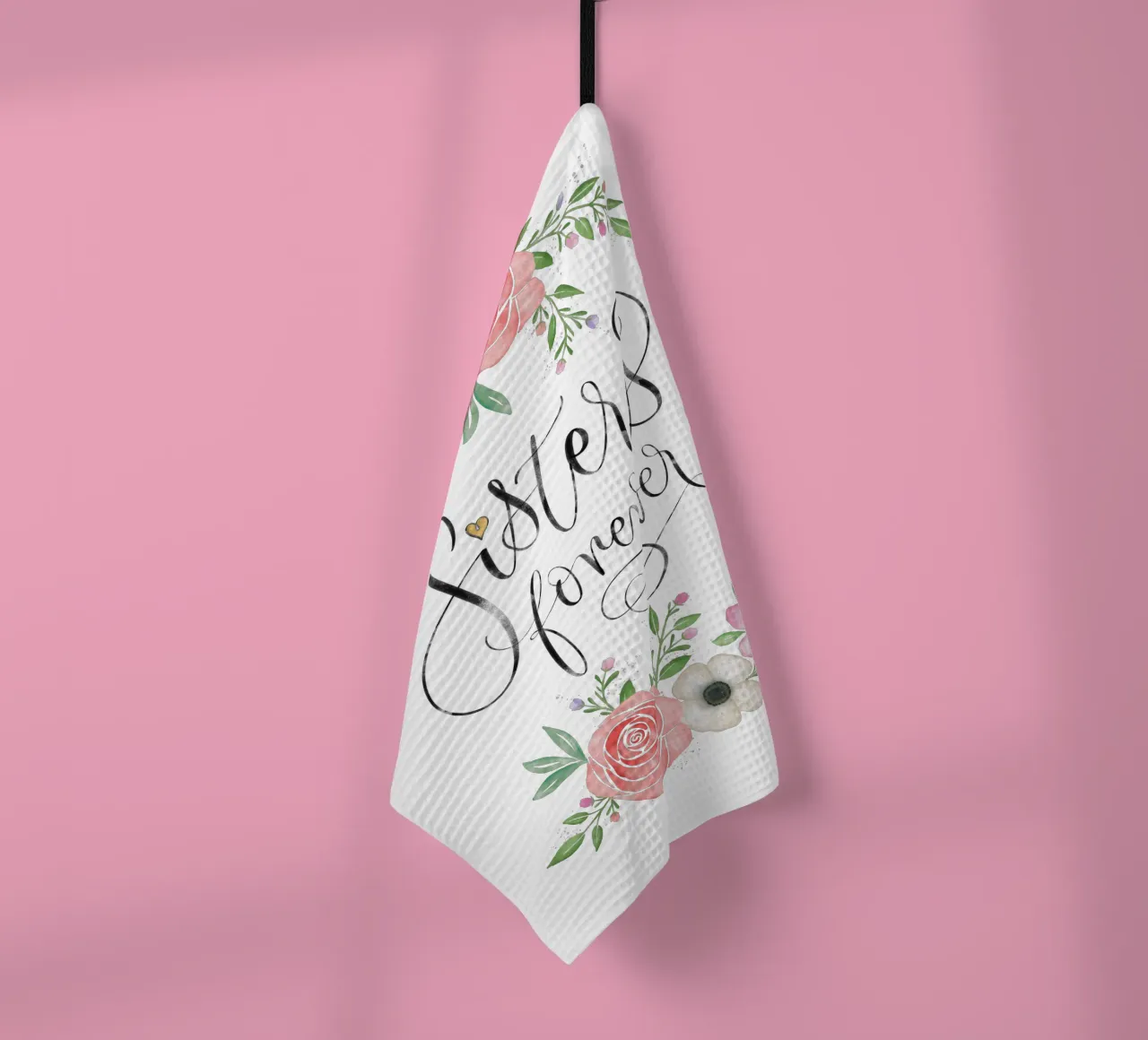 Sorelle per sempre. Con fiori ad acquerello canovaccio da cucina da CalliLetters