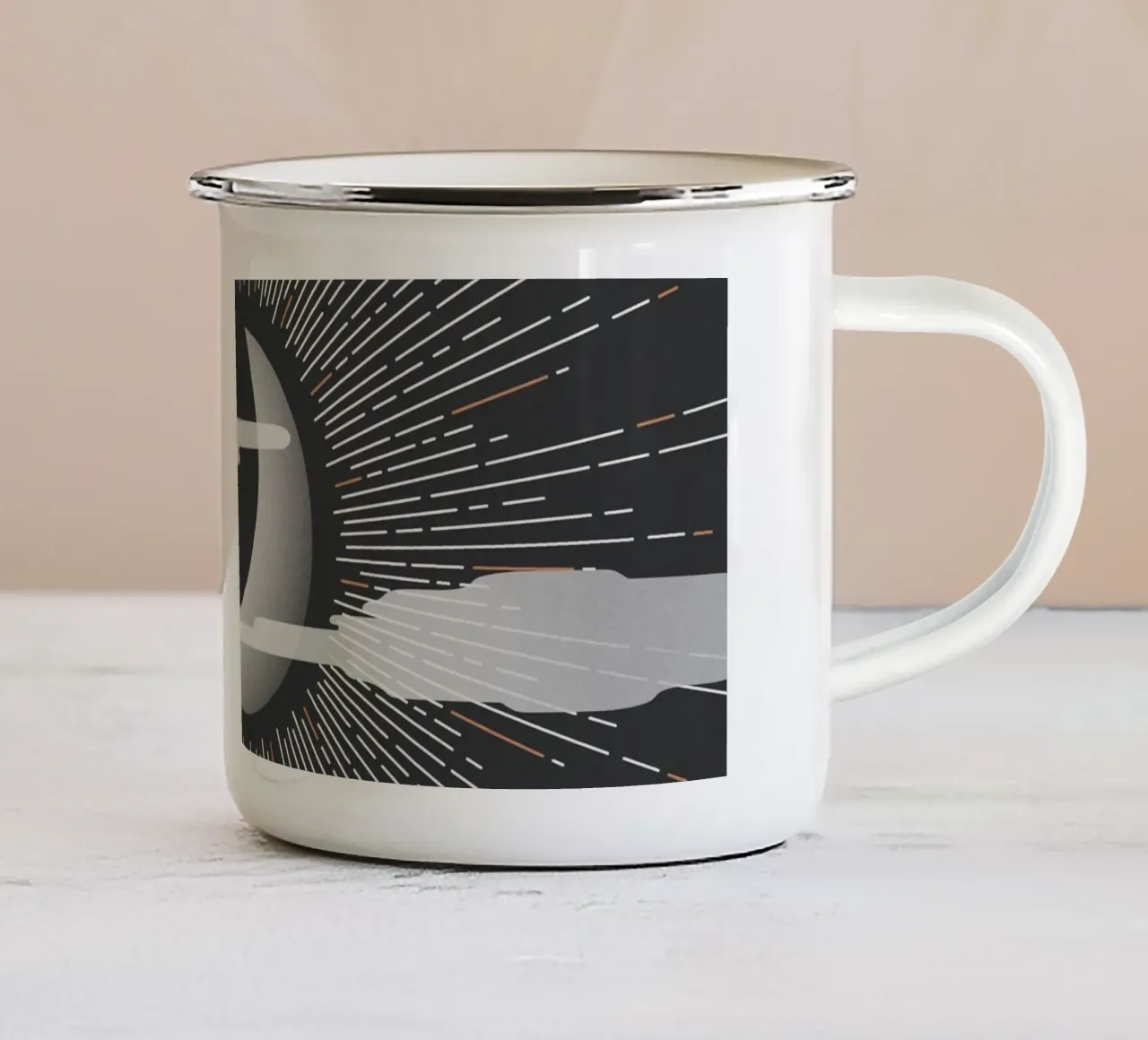 Minimalistische kosmische maan print emaille mok van kookiepixel