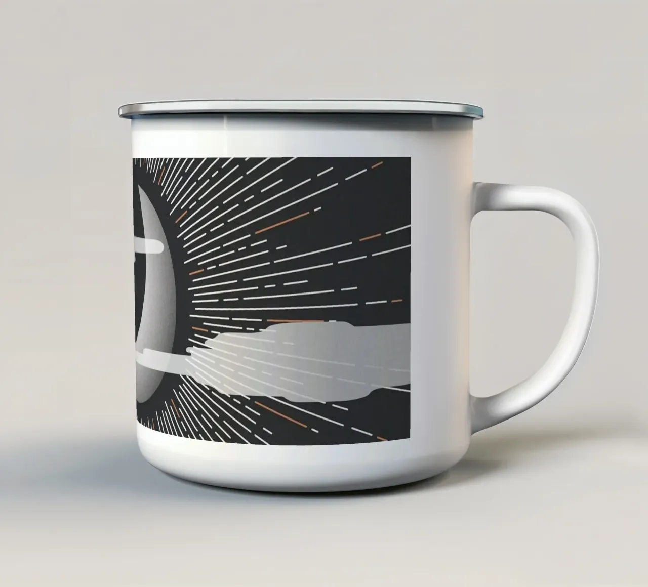 Minimalistische kosmische maan print emaille mok van kookiepixel