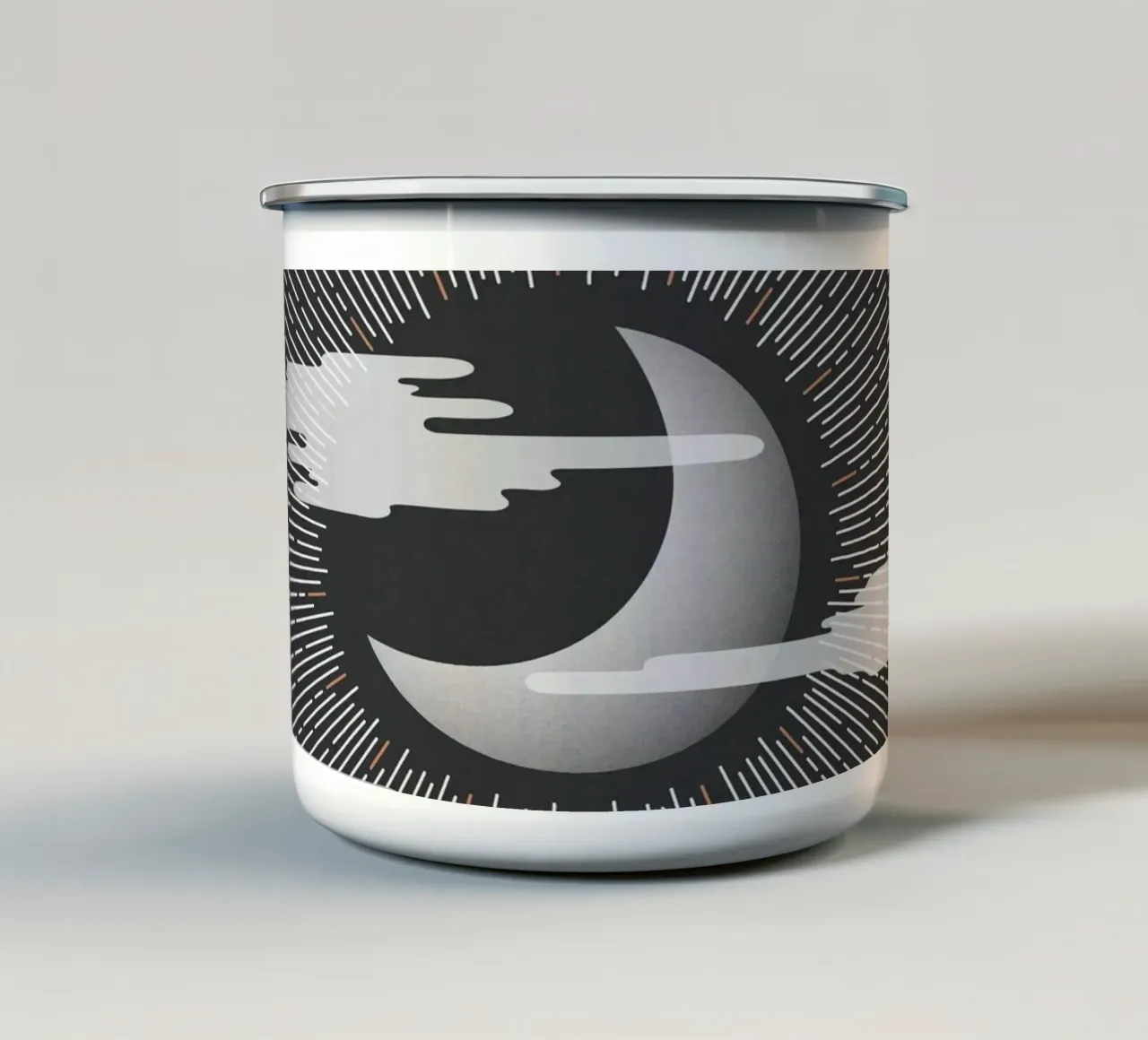 Minimalistische kosmische maan print emaille mok van kookiepixel