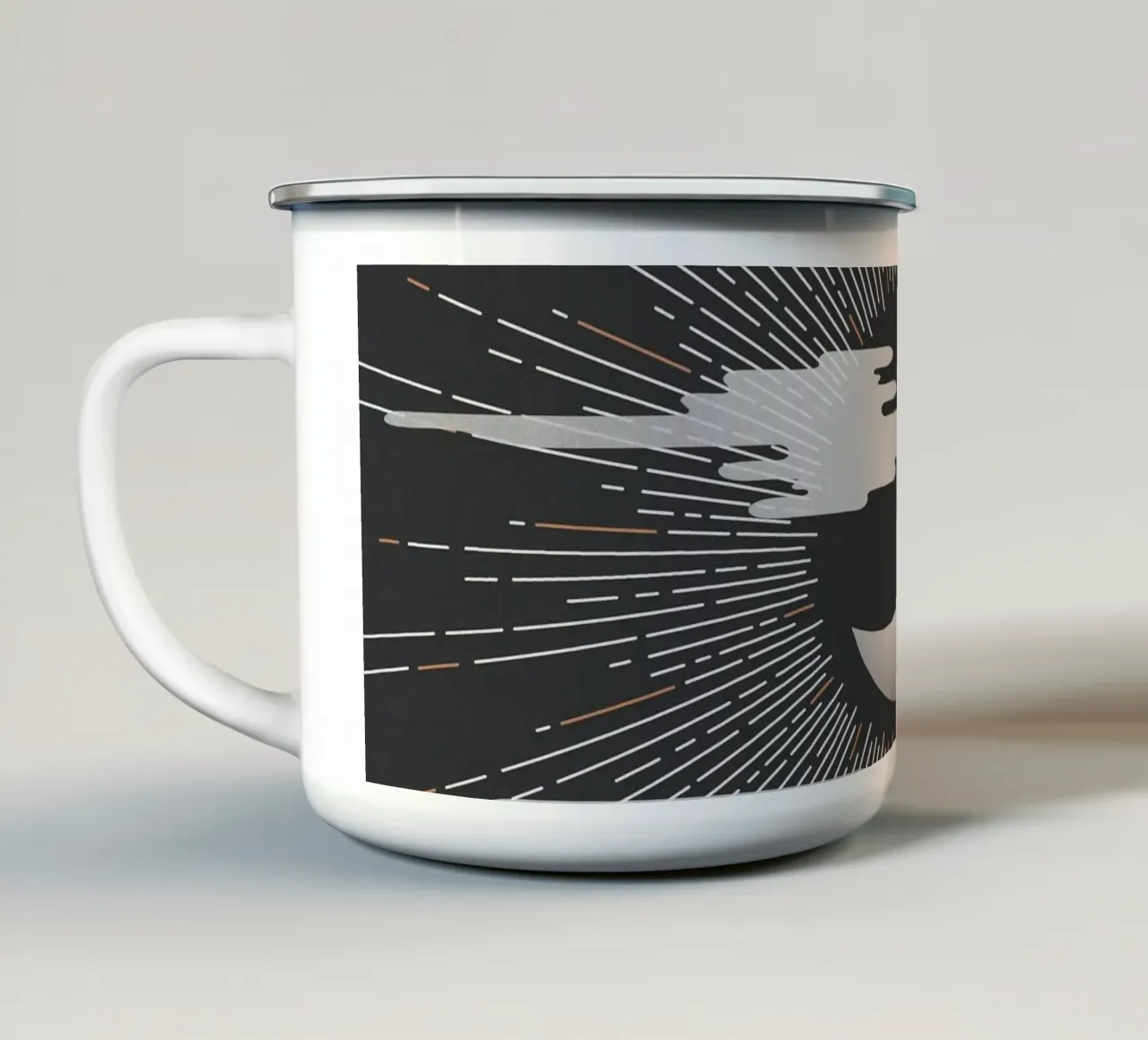 Minimalistische kosmische maan print emaille mok van kookiepixel