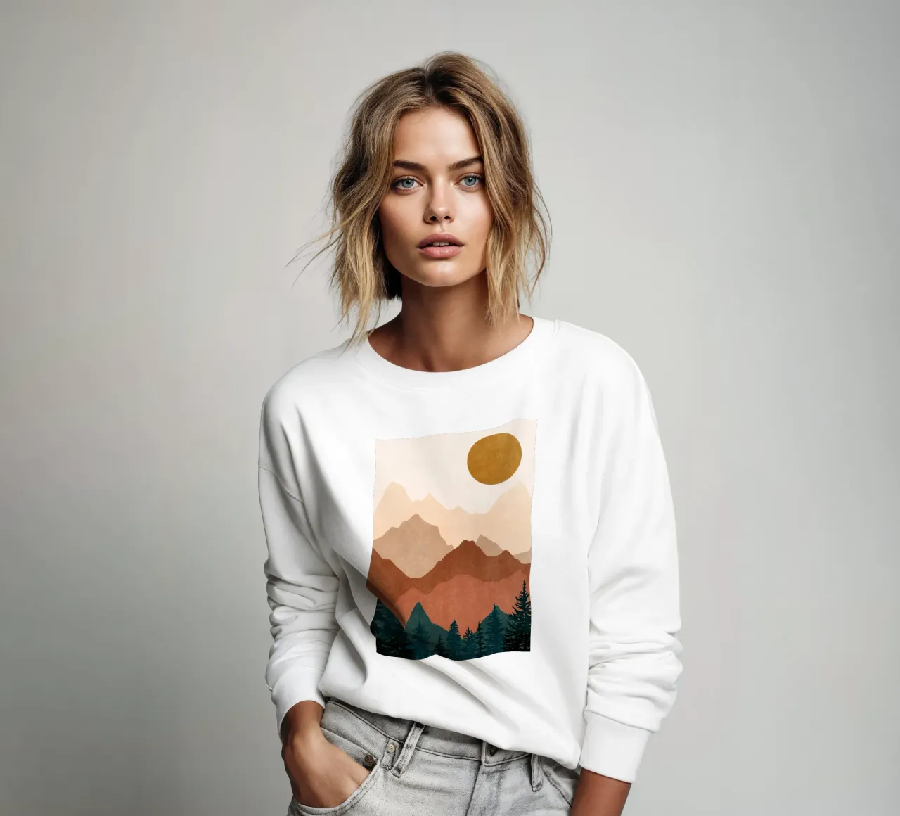 Tramonto minimalista Cime di montagna con sole - Set di 2 Parte 2 felpa da kookiepixel