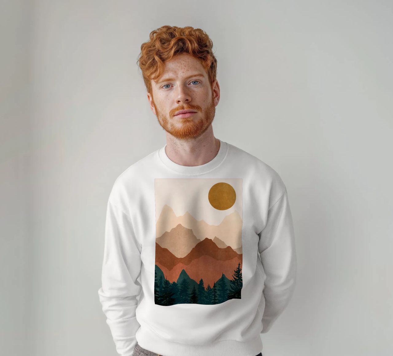 Minimalist Sunset Mountain Peaks with Sun - Set of 2 Part 2 sweatshirt by kookiepixel