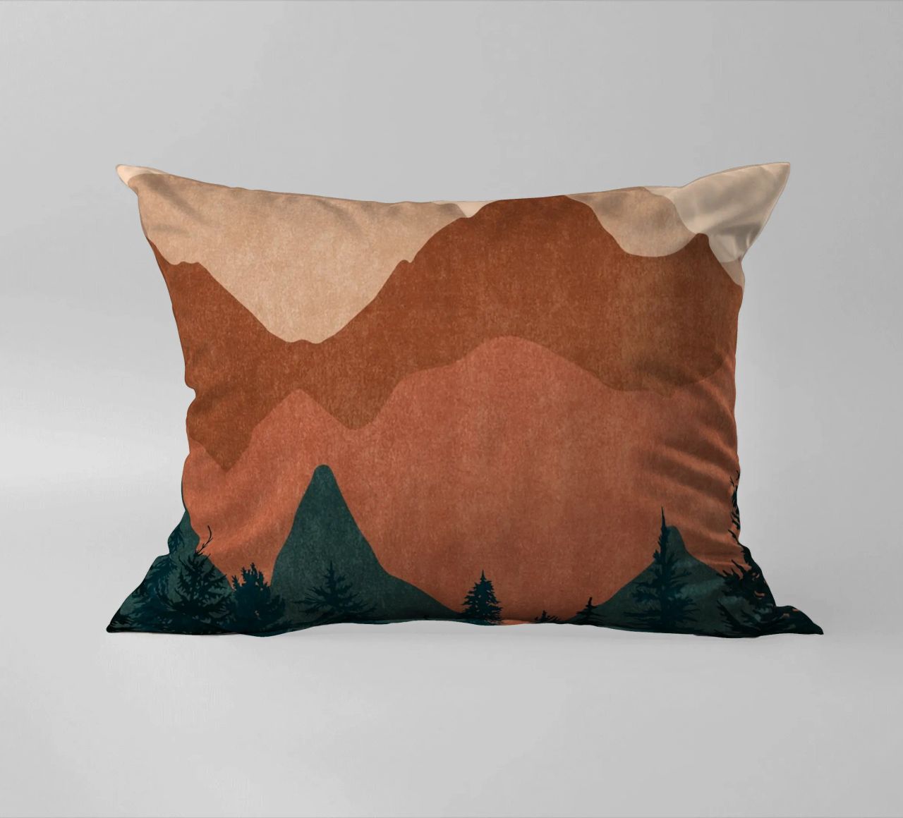 Minimalist Sunset Mountain Peaks with Sun - Set of 2 Part 2 decorative cushion by kookiepixel