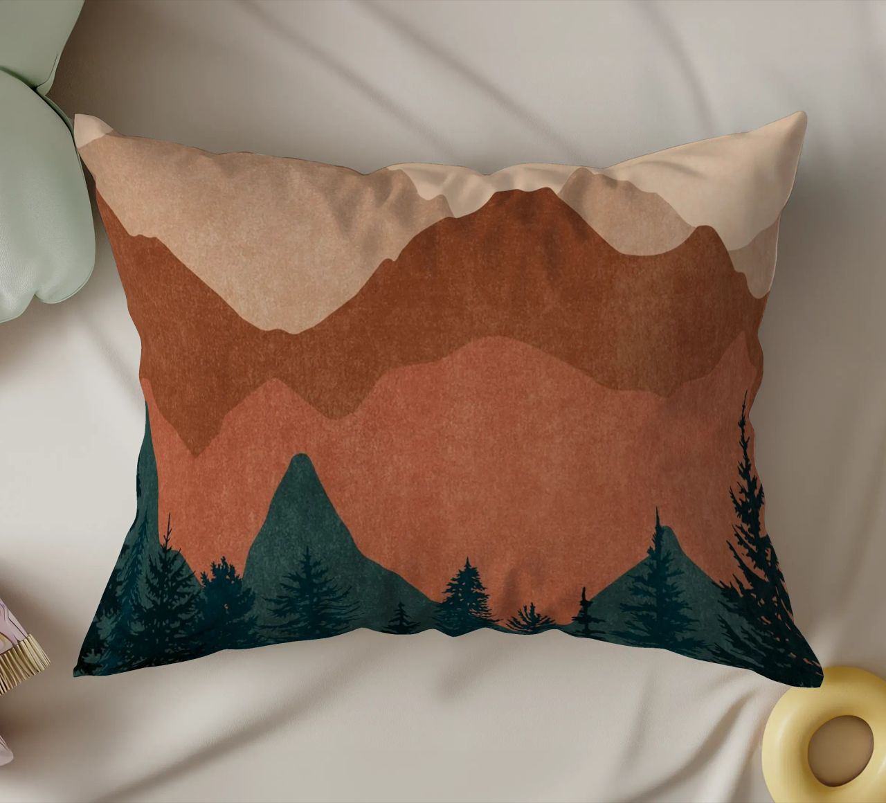 Minimalist Sunset Mountain Peaks with Sun - Set of 2 Part 2 decorative cushion by kookiepixel
