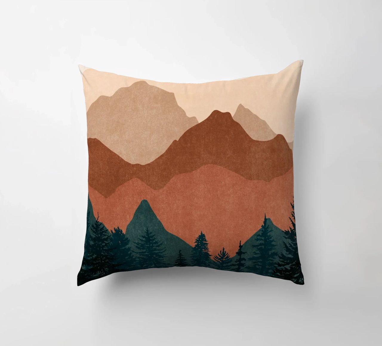 Minimalist Sunset Mountain Peaks with Sun - Set of 2 Part 2 decorative cushion by kookiepixel