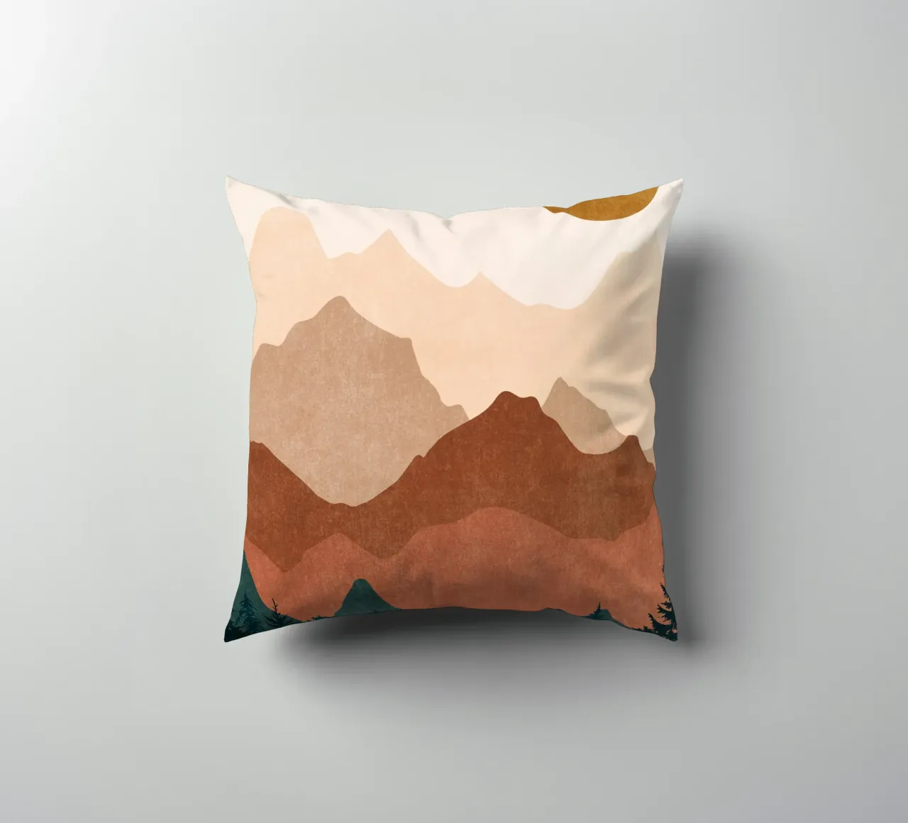 Tramonto minimalista Cime di montagna con sole - Set di 2 Parte 2 cuscino da kookiepixel