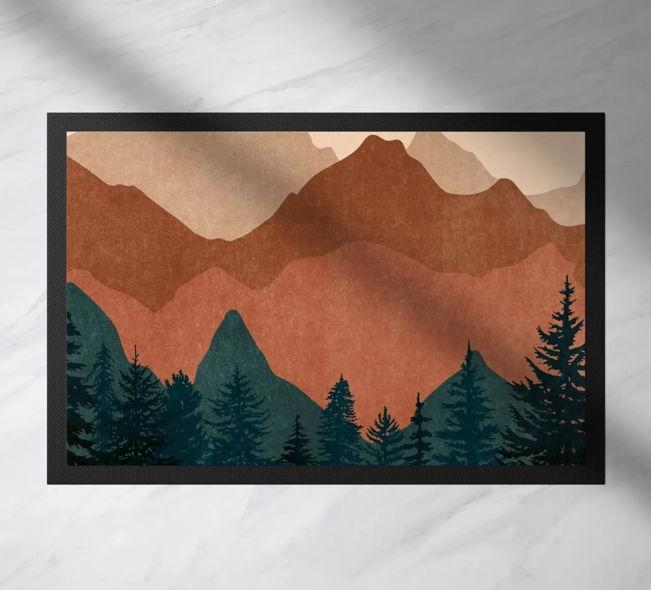 Tramonto minimalista Cime di montagna con sole - Set di 2 Parte 2 zerbino da kookiepixel