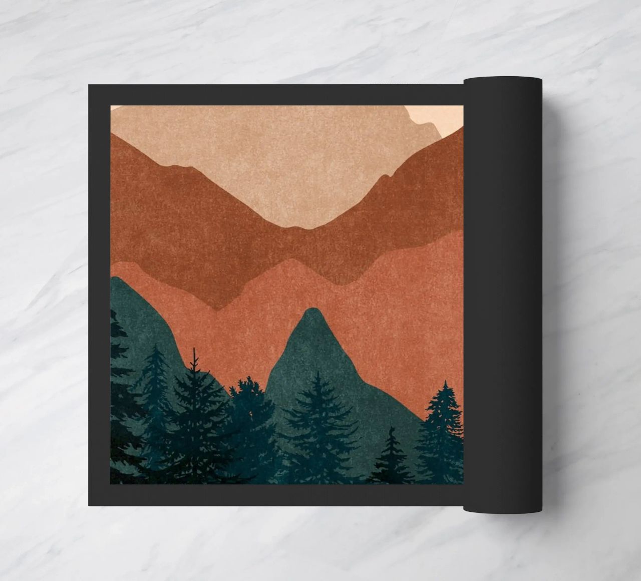 Minimalist Sunset Mountain Peaks with Sun - Set of 2 Part 2 doormat by kookiepixel