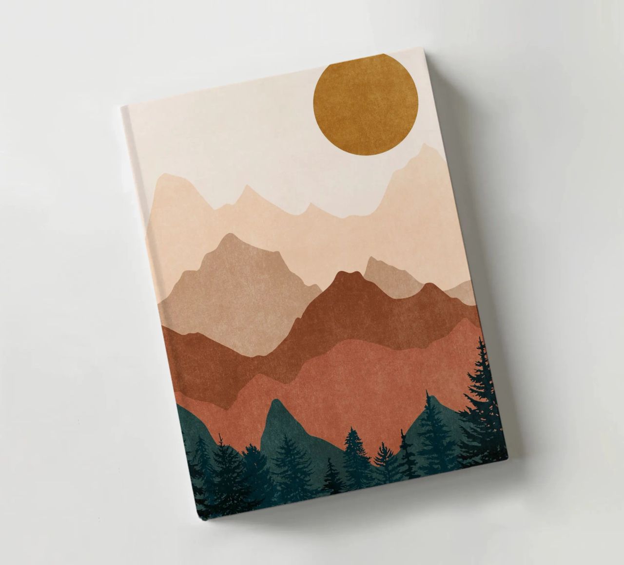 Minimalist Sunset Mountain Peaks with Sun - Set of 2 Part 2 notebook by kookiepixel