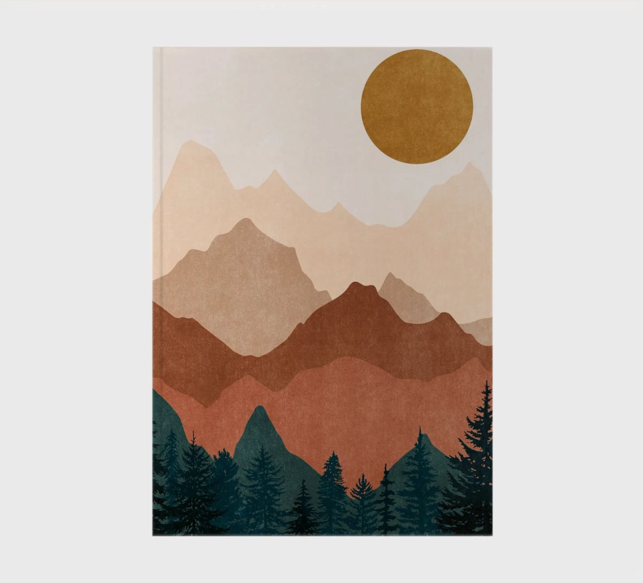 Minimalist Sunset Mountain Peaks with Sun - Set of 2 Part 2 notebook by kookiepixel