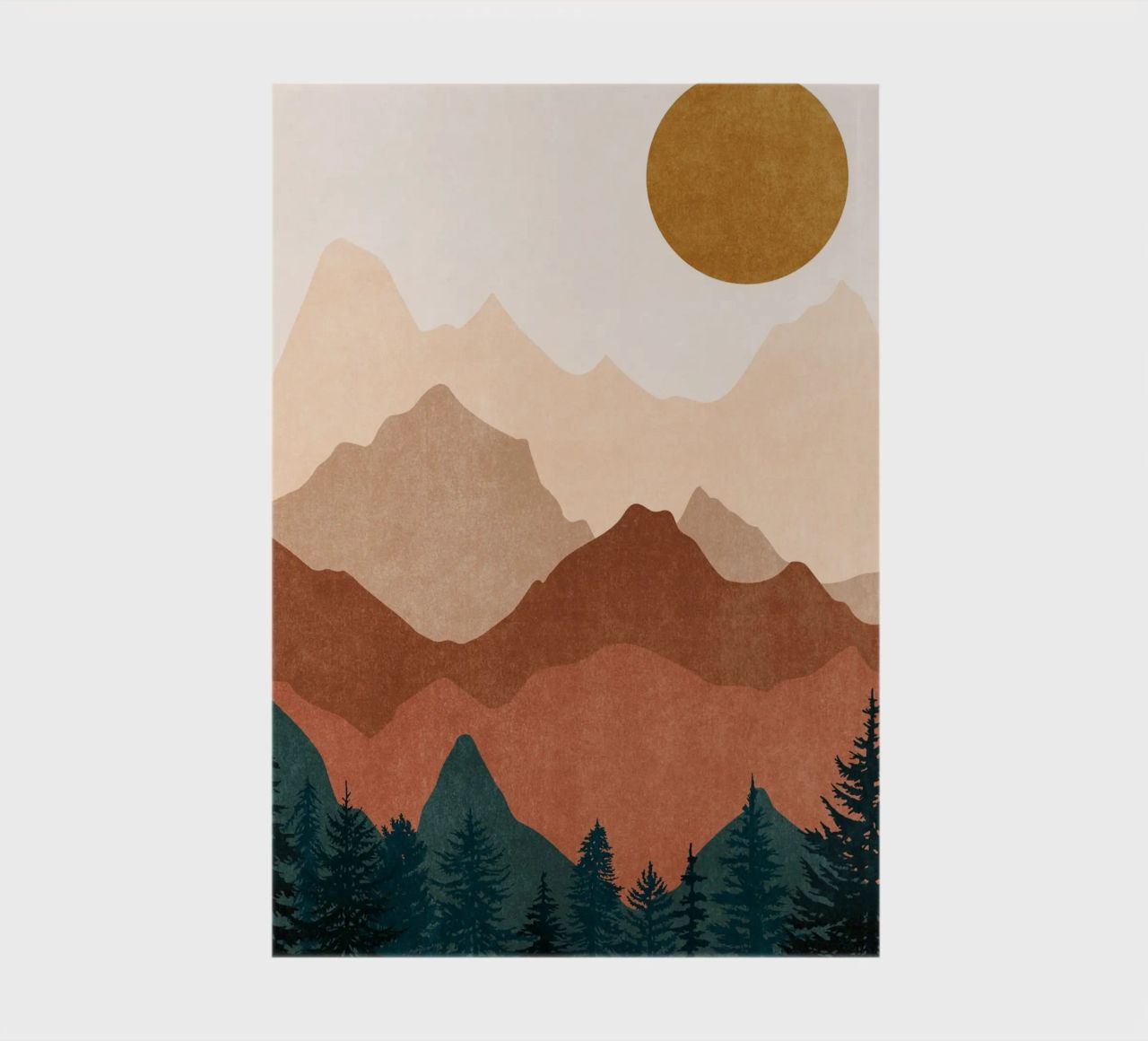 Minimalist Sunset Mountain Peaks with Sun - Set of 2 Part 2 notebook by kookiepixel