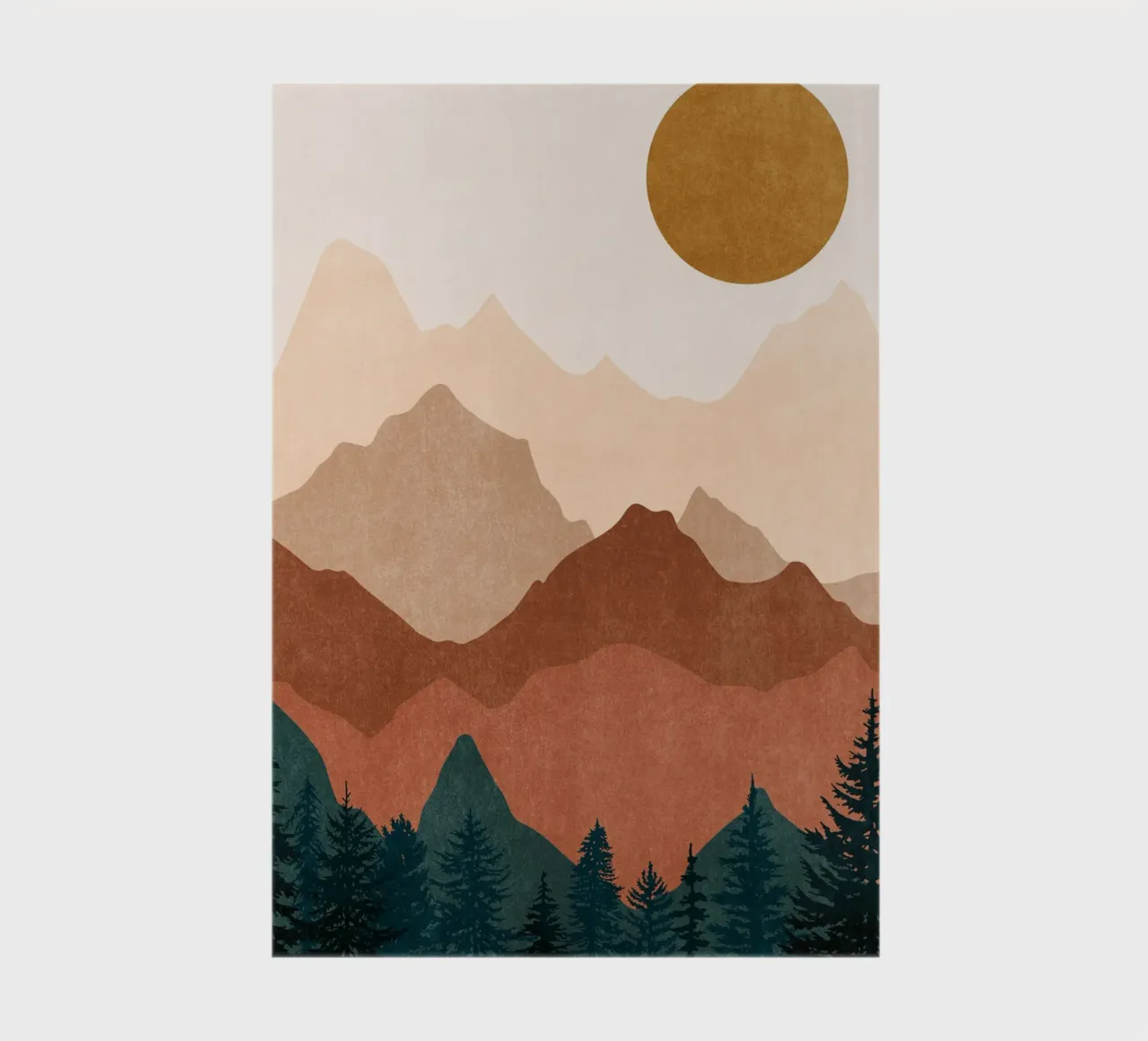 Minimalistische Sonnenuntergang Berggipfel mit Sonne - Set von 2 Teil 2 Notizbuch von kookiepixel