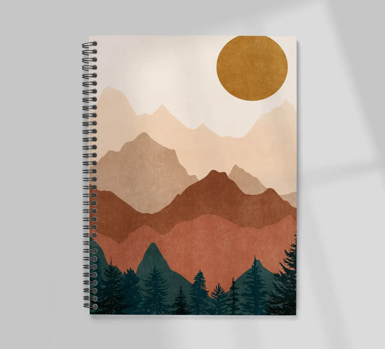 Tramonto minimalista Cime di montagna con sole - Set di 2 Parte 2 diario ad anelli da kookiepixel