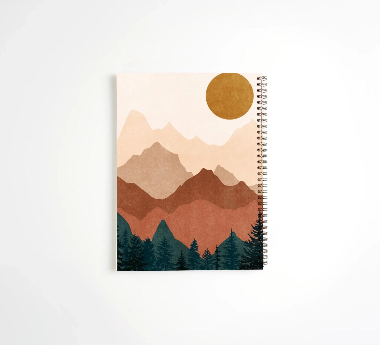 Minimalist Sunset Mountain Peaks with Sun - Set of 2 Part 2 spiral notebook by kookiepixel