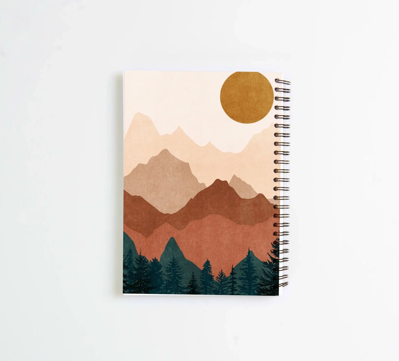Minimalist Sunset Mountain Peaks with Sun - Set of 2 Part 2 spiral notebook by kookiepixel