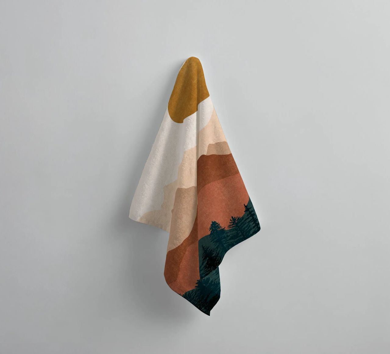 Minimalist Sunset Mountain Peaks with Sun - Set of 2 Part 2 towel by kookiepixel