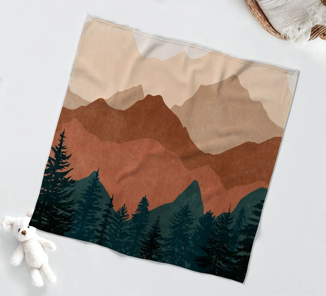 Tramonto minimalista Cime di montagna con sole - Set di 2 Parte 2 coperta in pile da kookiepixel