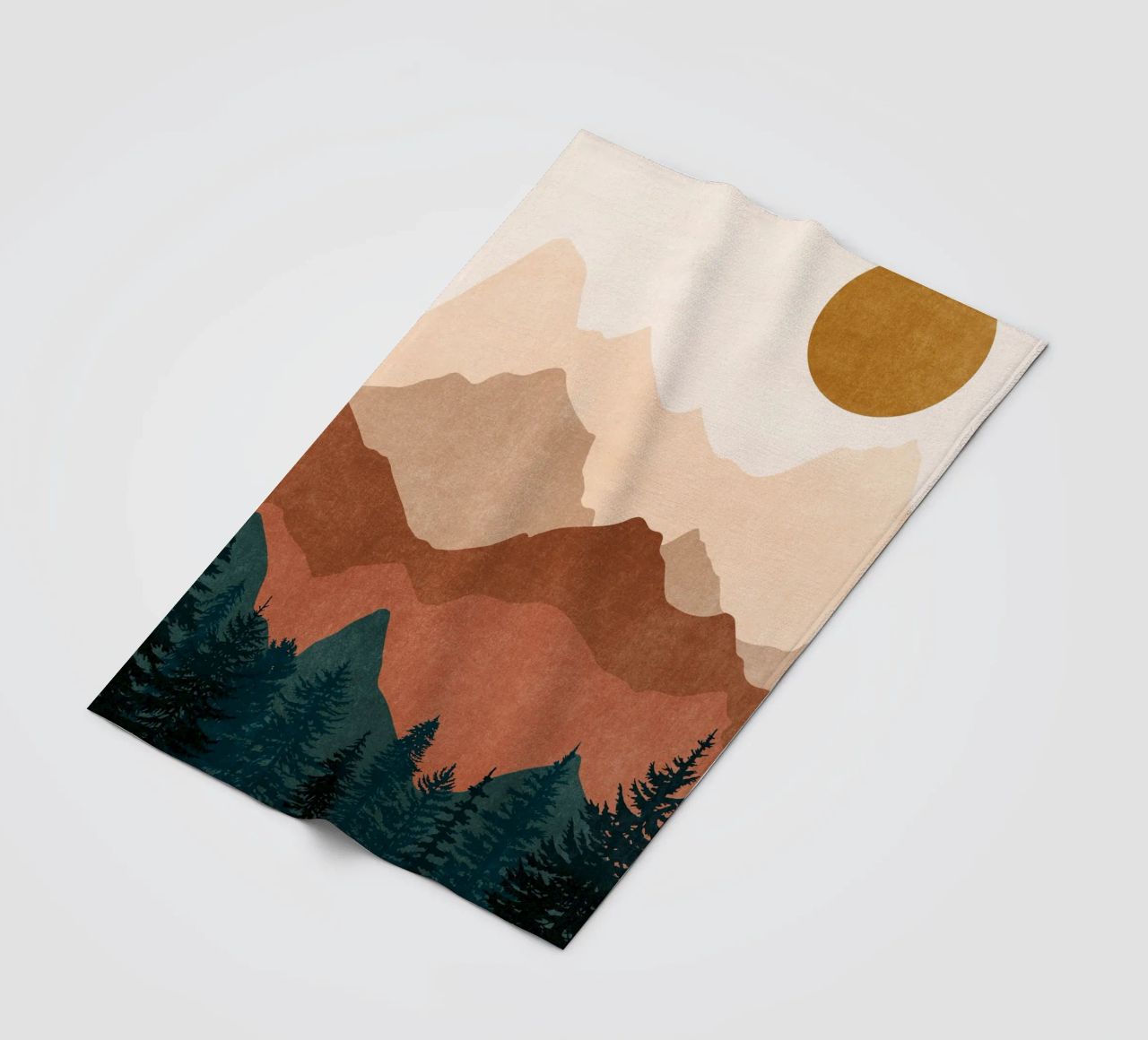 Minimalist Sunset Mountain Peaks with Sun - Set of 2 Part 2 fleece blanket by kookiepixel