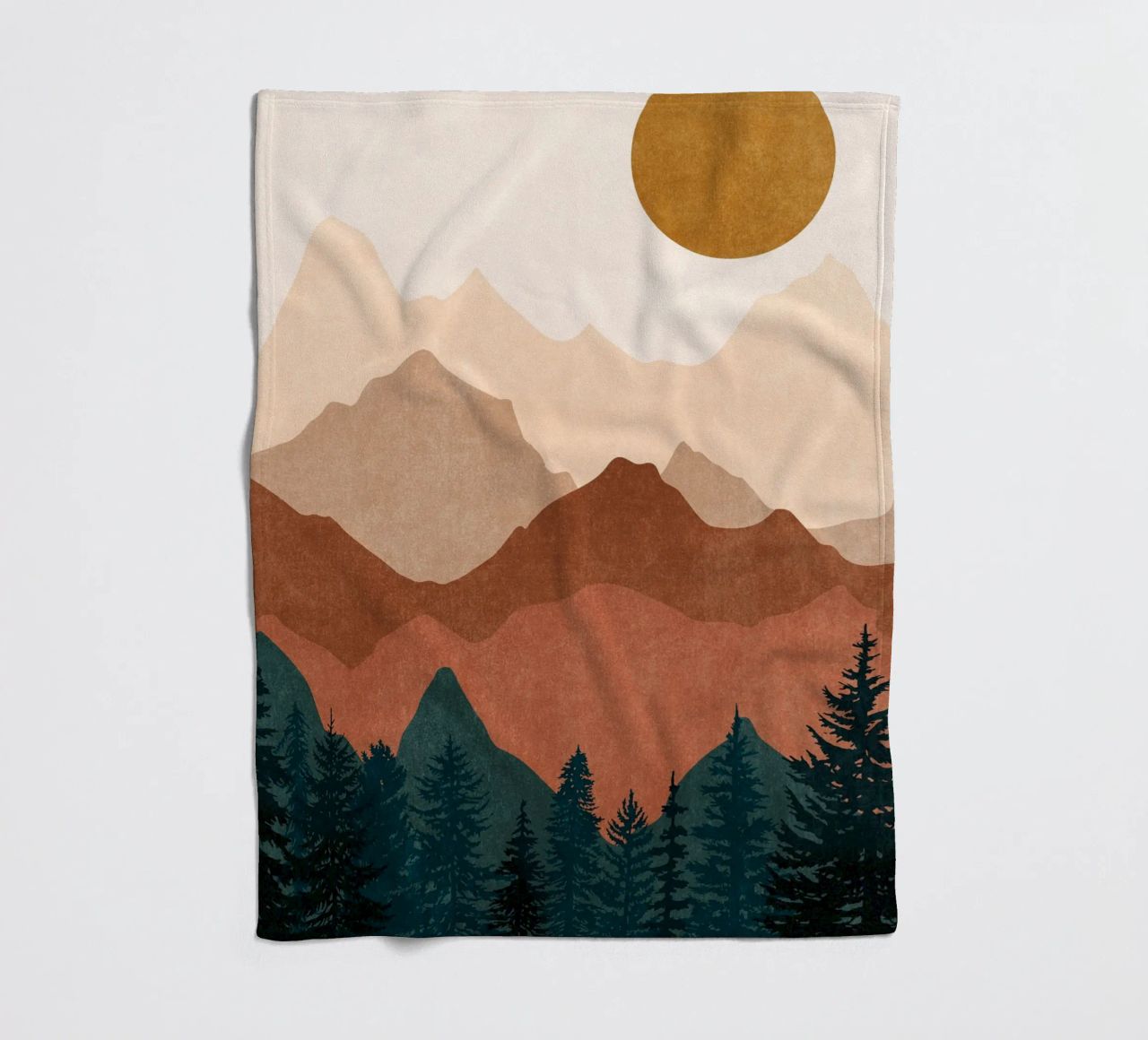 Minimalist Sunset Mountain Peaks with Sun - Set of 2 Part 2 fleece blanket by kookiepixel