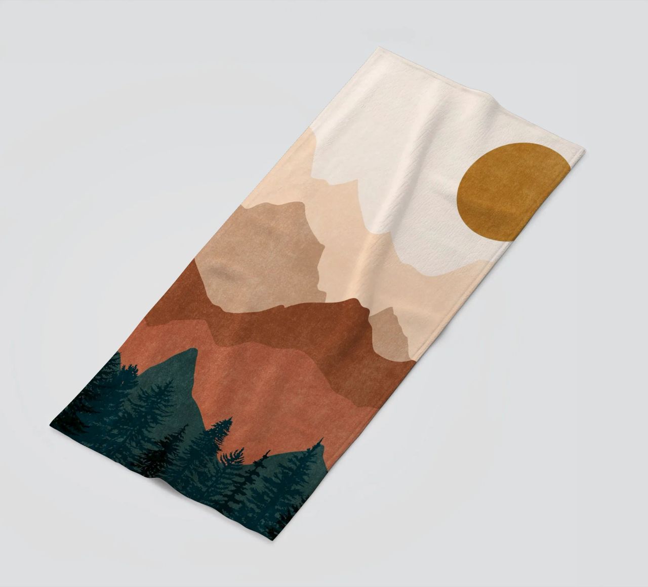Minimalist Sunset Mountain Peaks with Sun - Set of 2 Part 2 beach towel by kookiepixel