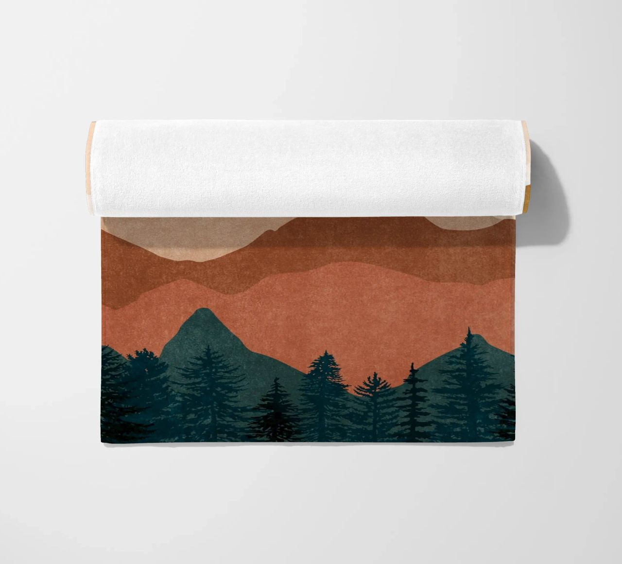 Minimalist Sunset Mountain Peaks with Sun - Set of 2 Part 2 beach towel by kookiepixel