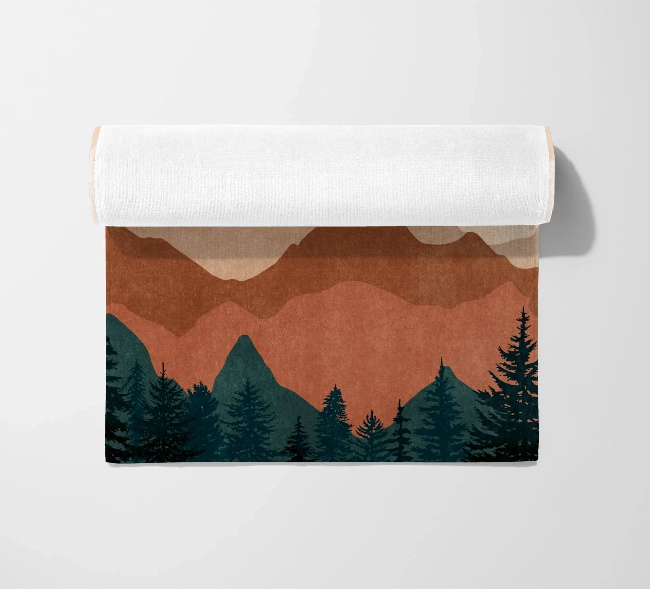Minimalist Sunset Mountain Peaks with Sun - Set of 2 Part 2 beach towel by kookiepixel