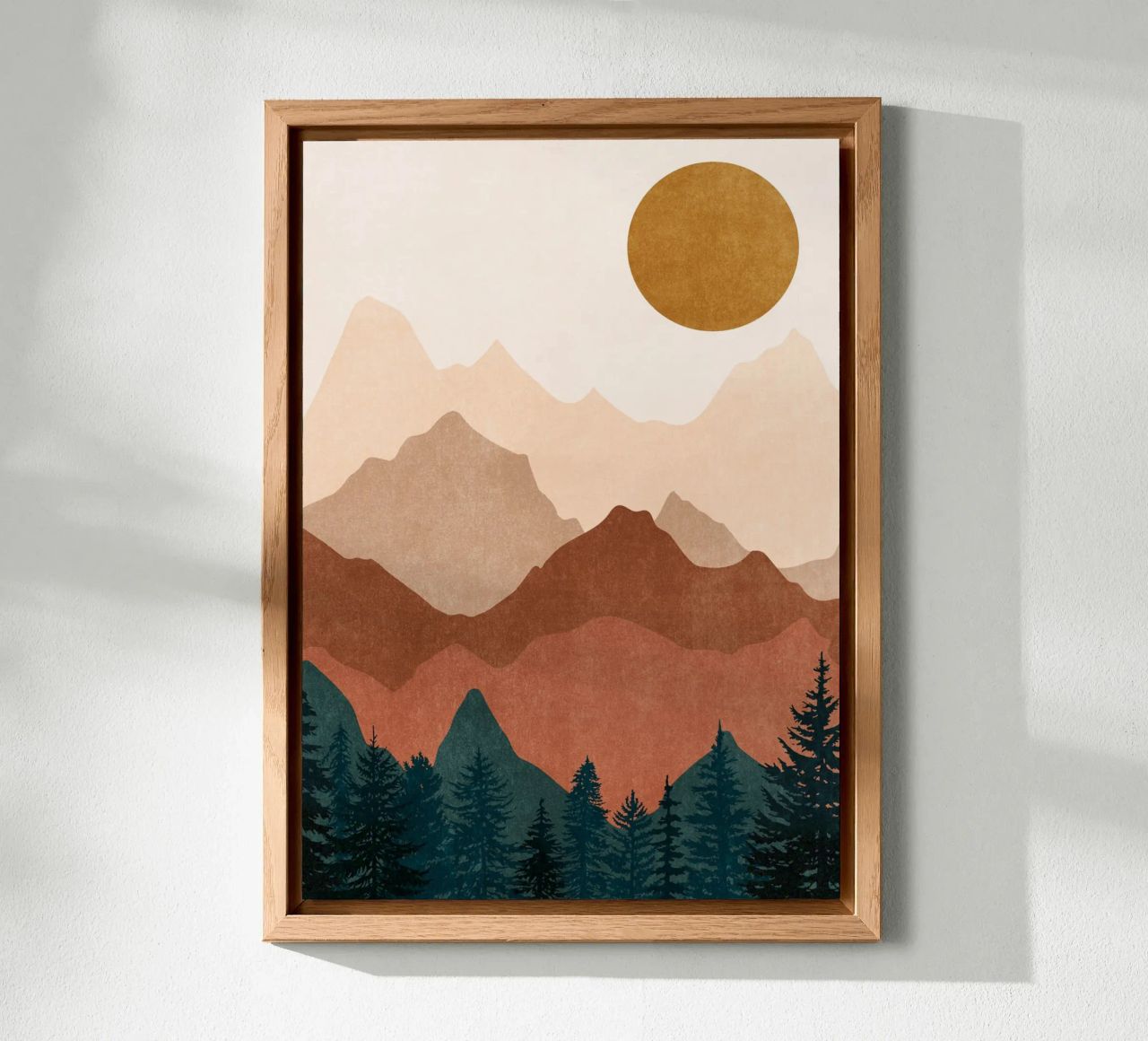 Minimalist Sunset Mountain Peaks with Sun - Set of 2 Part 2 alu-dibond by kookiepixel