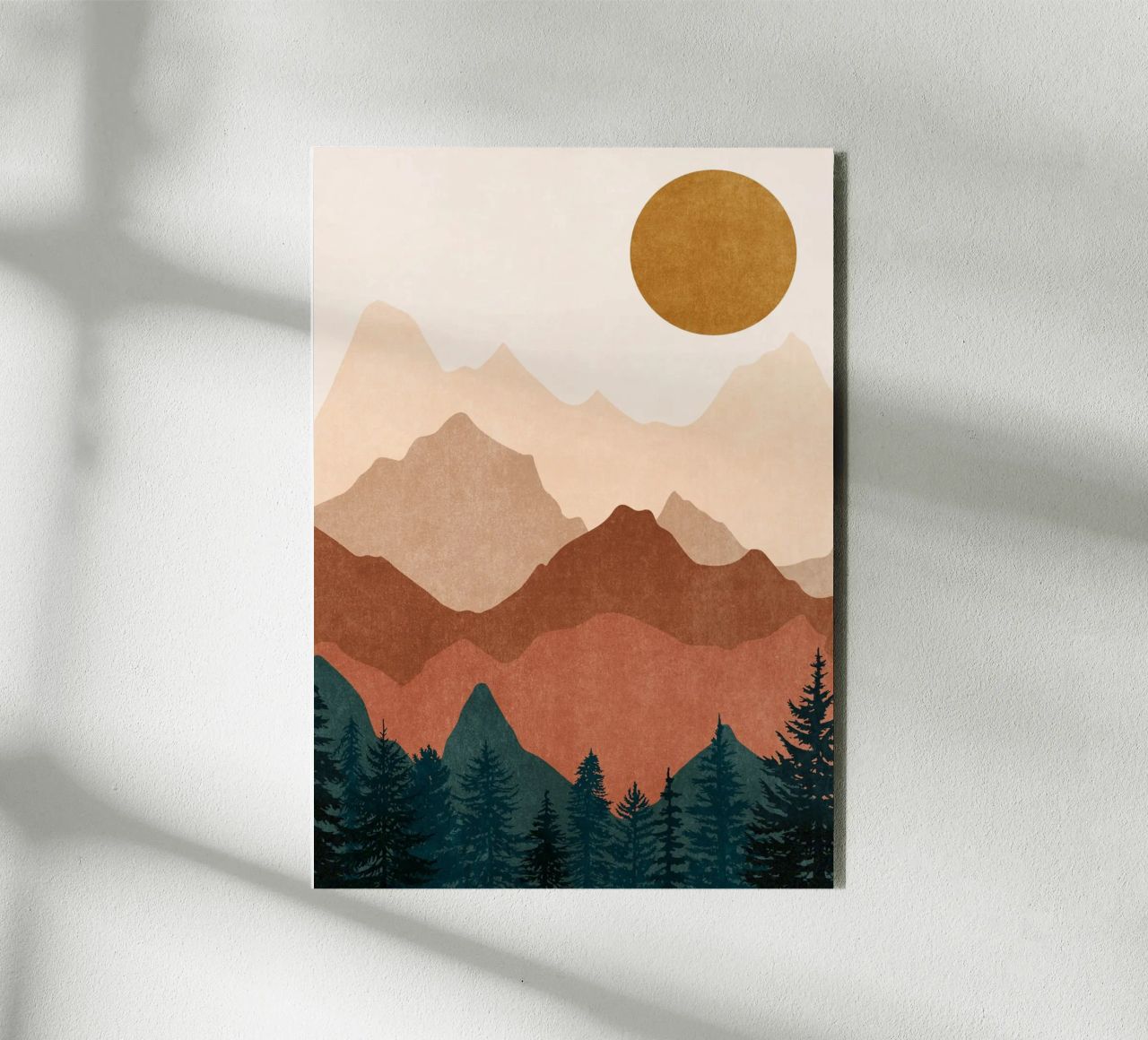 Minimalist Sunset Mountain Peaks with Sun - Set of 2 Part 2 alu-dibond by kookiepixel