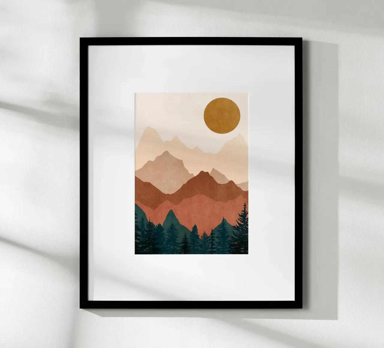 Minimalista Puesta de Sol Picos de Montaña con Sol - Conjunto de 2 Parte 2 hahnemühle de kookiepixel