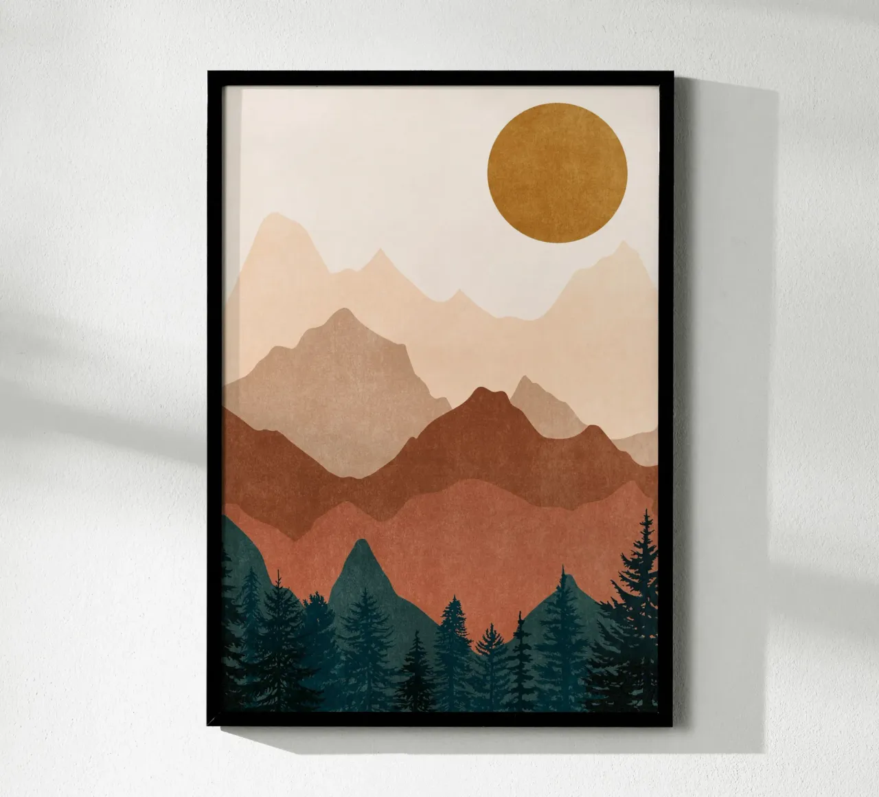 Minimalista Puesta de Sol Picos de Montaña con Sol - Conjunto de 2 Parte 2 hahnemühle de kookiepixel
