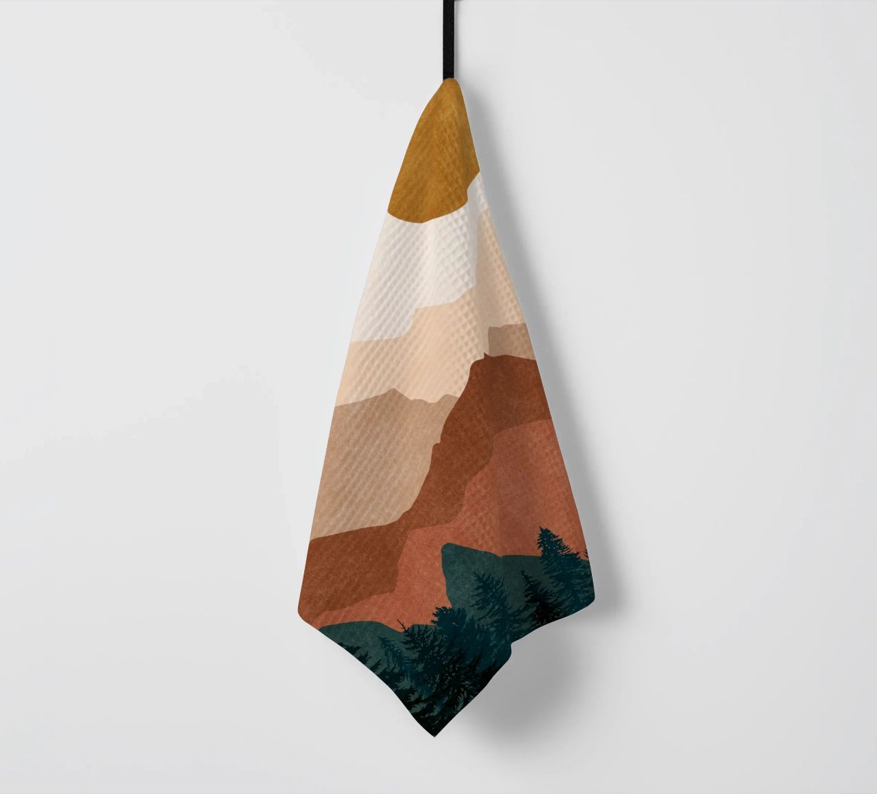 Minimalist Sunset Mountain Peaks with Sun - Set of 2 Part 2 tea towel by kookiepixel