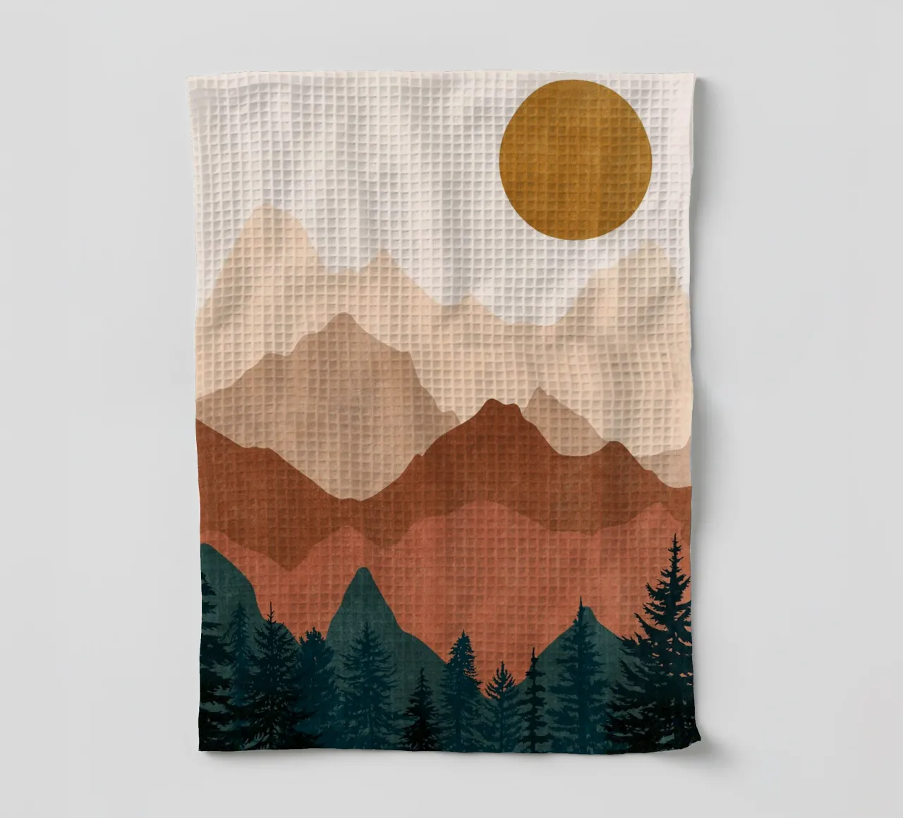 Tramonto minimalista Cime di montagna con sole - Set di 2 Parte 2 canovaccio da cucina da kookiepixel