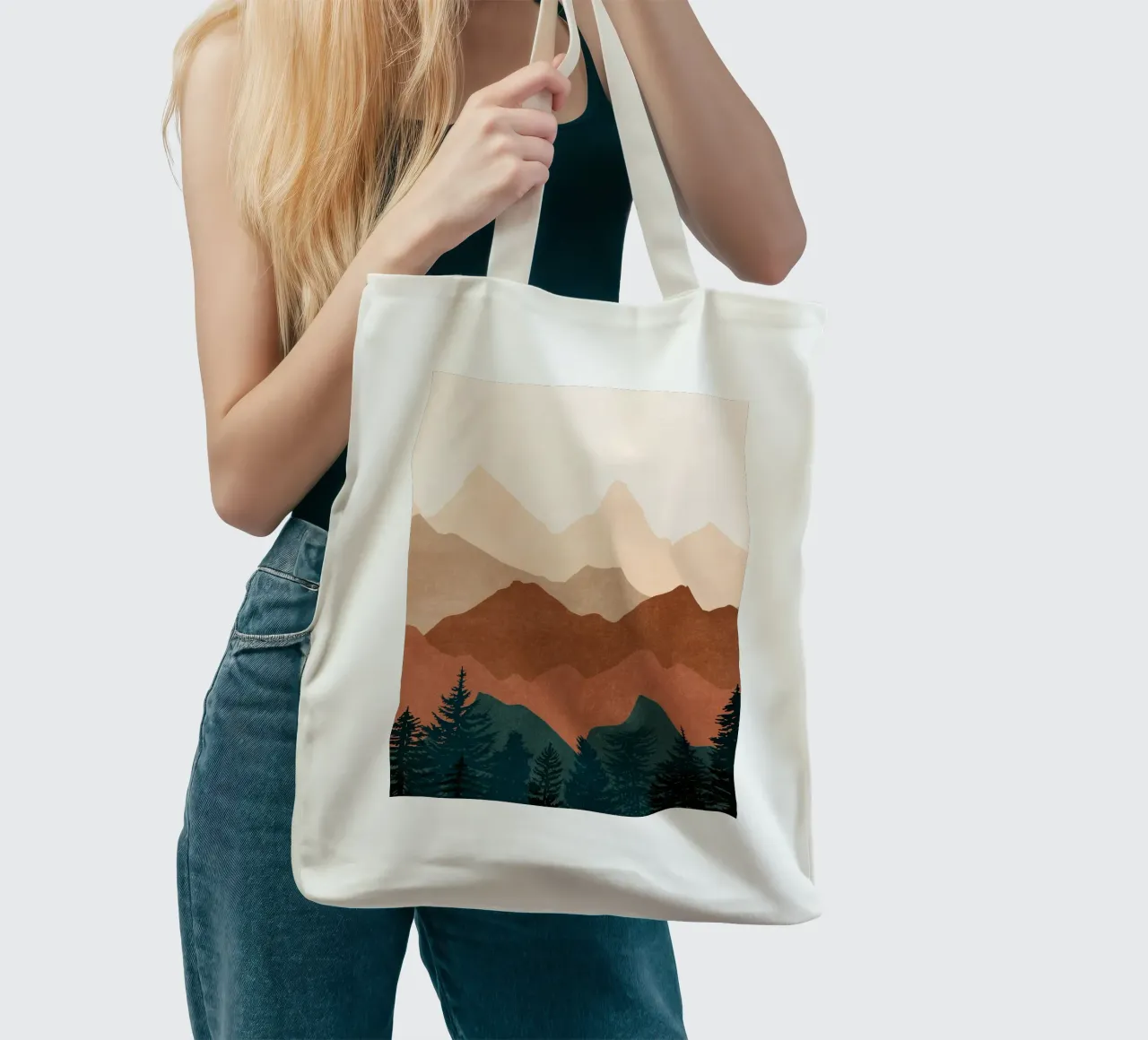 Minimalistische Sonnenuntergangs-Bergspitzen - 2er-Set (Teil 1) Jutebeutel von kookiepixel