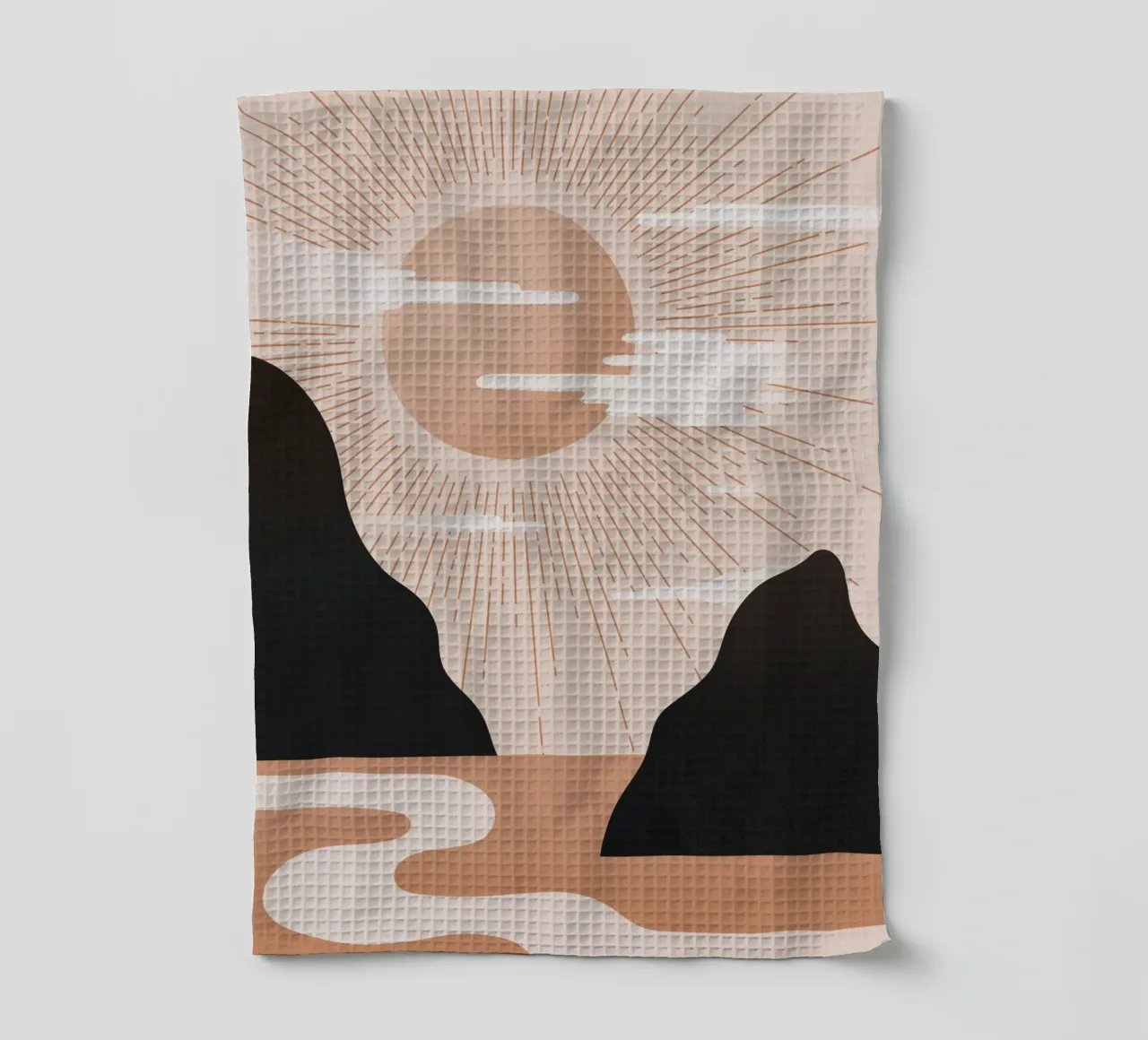 Paysage minimaliste d'un lever de soleil brumeux - Nursery Art (Part 1) torchon de kookiepixel