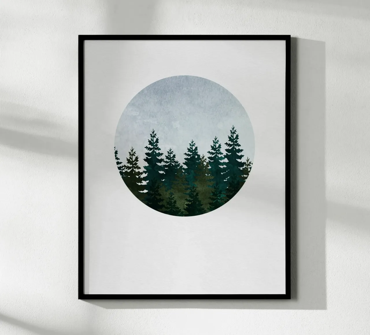 Minimalist Evergreen Trees Art - Nature Circle Wall Print poster de kookiepixel